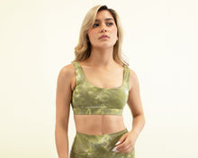 Load image into Gallery viewer, Olive Green Tie Dye Sports Bra -chics fitwear
