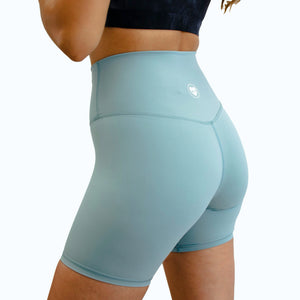 Soft High-Waist Biker shorts - sky blue -chicsfitwear